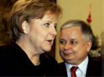 Bundeskanzlerin Angela Merkel mit ihren polnischen Amtskollegen Jaroslaw Kaczynski. - Foto: ddp.